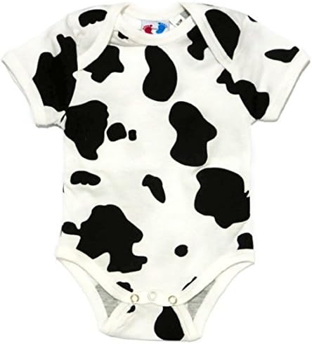 Ten Teeny Toes Cow Print Onesie Bodysuit and Hat White - Black Infant (6-9 Months, Big Black Spots)