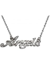Name Necklaces Angela - Personalized Necklace White Gold Plated 18K, Belcher Chain, 2mm Thick
