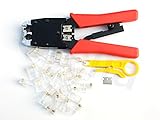 Ofelia HT-500R LANコネクタ カシメ工具 圧着工具 圧着ペンチ RJ45/RJ11 Vermilion CAT6対応RJ45コネクタ30個付き