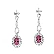 14K White Gold Rhodolite Garnet and Diamond Earrings