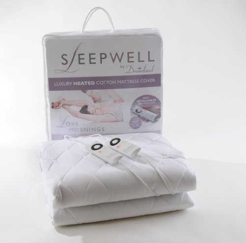Sleepwell Luxury 100 Percent Cotton King Size Heated Mattress Cover with Intelliheat Technology and Dual Control