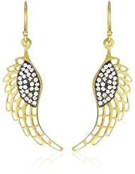 Kevia "Nouveau" Blackened Pave Set White Cubic Zirconia Wing Earrings