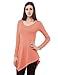 Doublju Womens Modern Casual Slim Fit Unbalanced Hemline Long Tunic Top