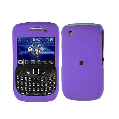 Crystal Hard Rubberized Purple Cover Case for RIM BlackBerry Curve 8530 8520 T-Mobile + Purple Swivel Belt Clip [WCM394]