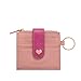 Ogem Womens and Girls Leather Peach Heart Thin and Fashion Card Wallet Useful Credit Card Wallets Small Compact Purse with Key Chain and Zipper