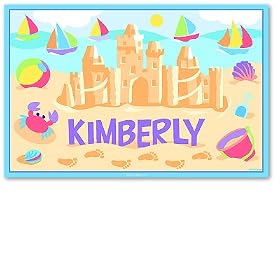 Olive Kids Bedding Summer Sand Castles Personalized Placemat Pink by Olive Kids
