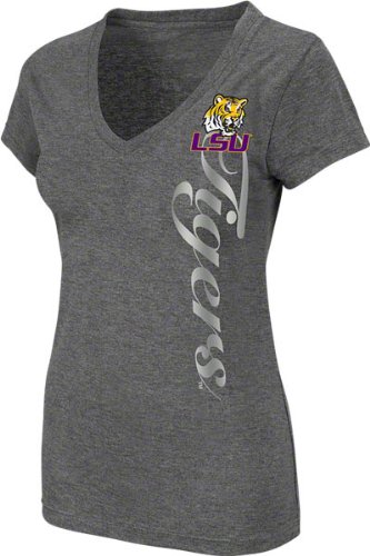 LSU Tigers Women's Charcoal Escape Dual Blend V-Neck T-Shirt
