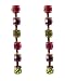 Earrings - Gold Tone Swarovski (tm) Crystals ~ Olivine, Ruby and Amethyst (FB58)