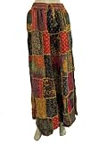 Boho Designer Fashion Skirt Black Red Yellow Patch Work Cotton Long Skirts 38