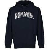 NCAA Nevada Wolf Pack Navy Blue Arch Applique Midweight Pullover Hoody