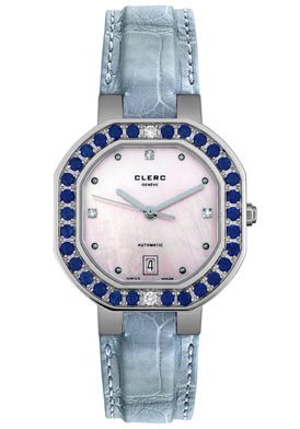 Women's C-One Automatic Sapphire and Diamond Automatic Watch Blue Alligator and Stainless Steel