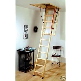 Eco S Line Timber Heavy Duty 3 Section Folding loft ladder With Hatch