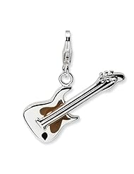 Sterling Silver 2-D Enameled Guitar w/Lobster Claw Clasp Clasp Charm