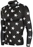 JustOneStyle Take Five Men's 069 Skin Tight Compression Base Layer Black Star Running Shirt