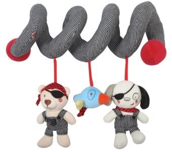 Black Spiral Activity Wrap Baby Toy. Newborn Rattle Toy. Pirates Collection.