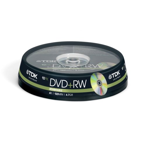 TDK DVD+RW 4x 10pc Cakebox (T19524)
