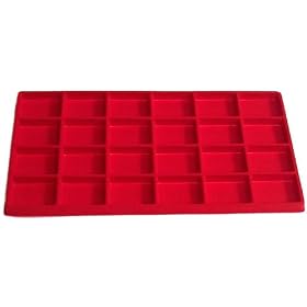 24 Compartment Red Flocked Insert - Fits 14 x 8 inch Riker Ryker Specimen Mount Chipboard Display Case