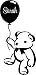 Teddy bear balloon with personalized name cute wall art wall sayings