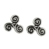 Celtic Triskelion Triple Spiral -Stud Earrings Sterling Silver