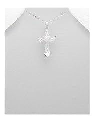 Cross CZ Pendant Necklace In 92.5 Sterling Silver