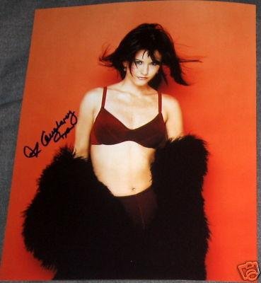 Courteney Cox Signed Autograph Sexy Red Hot Bra Photo - Autographed MLB Photos