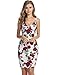 Meaneor Women Spaghetti Strap Bodycon Dress V Neck Floral Bandage Midi Dress S-XXL