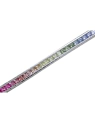 18KW Pastel Rainbow Sapphire Tennis Bracelet