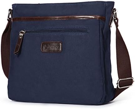 Eshow Men's Canvas Retro Crossbody Shoulder Satchel Bag, Dark Blue