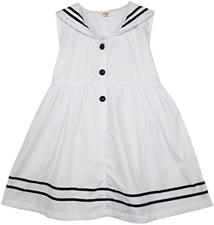 Little Girl's Simple Style Casual Dress Sleeveless White 8
