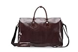 Crocodile-Patterned Chocolate Brown Leather Satchel Tote Bag, 20-inch