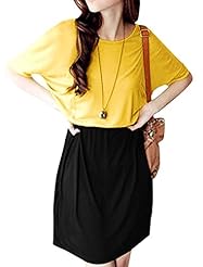 Polyester Round Neck Dolman Short Sleeves Above the Knee  Dress