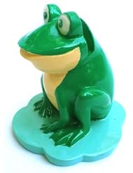 Frogs Themed Unique Novelty Decorative Eyeglasses Holder - Green With Tan Chest by