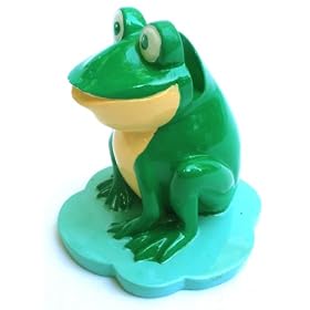 Click here to buy Frogs Themed Unique Novelty Decorative Eyeglasses Holder - Green With Tan Chest.