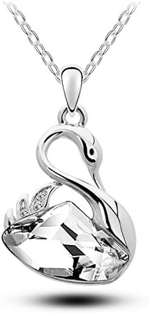 Songhui® Silver-Tone White Austrian crystals Swan Earrings Necklace Set G211-96