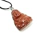 Red Jasper Gemstone Mini Buddha Pendant with Adjustable Corded Necklace