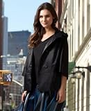 DKNYC Three-Quarter-Sleeve Satin Hooded Jacket