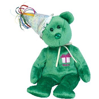 TY Beanie Baby - MAY the Teddy Birthday Bear (w/ hat)