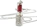 Gorgeous Sexy Red Lipstick Charm Necklace with Crystals Silver Tone