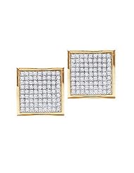 10KT Yellow Gold 0.90 CTW Round Diamond Ladies Fashion Micro Pave Earrings