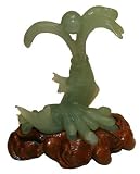 Carved jade carp fish spouting water, fitted wooden stand included
