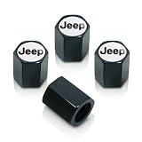 Jeep Silver Logo Black Tire Stem Valve Caps