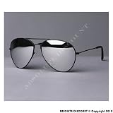 LUNETTES DE SOLEIL STYLE AVIATEUR FBI PILOTE - RETRO VINTAGE 80's - VERRES EFFET MIROIR - MONTURE NOIRE