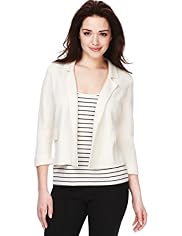 Petite Open Front Notch Lapel Boxy Blazer