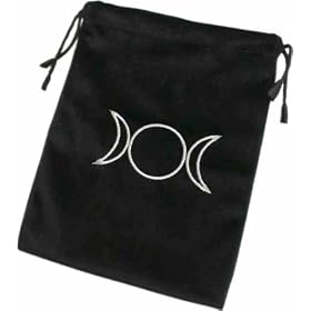 Black Velvet Feel Tarot Bag with Triple Moon
