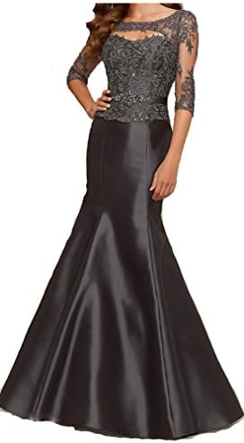 Coonek Scoop Neck 3/4 Long Sleeves Beading Mother of the Bride Evening Dress
