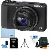 Sony Cyber-shot DSC-HX20V HX20 DSCHX20V 18.2 MP Exmor R CMOS Digital Camera with 20x Optical Zoom and 3.0-inch LCD (Black) BUNDLE with Sony 4GB Card, Case, Mini Tripod, LCD Screen Protectors, Lens Cleaning Kit, Microfiber Cleaning Cloth