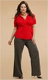Plus Size Stretch Gabardine Wide Leg Trousers