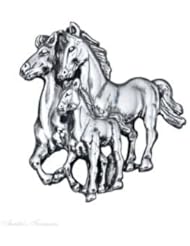 Sterling Silver Stallion Mare Horse Animal Brooch Pin