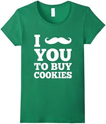 Women's I Mustache You To Buy Cookies - Funny Girl Scout T shirt Small Kelly Green
