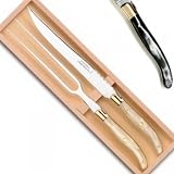 ProPassione Laguiole Carving/Serving Set in Box, dark Horn/brass handles, polished, Dimensions: l 32 cm
